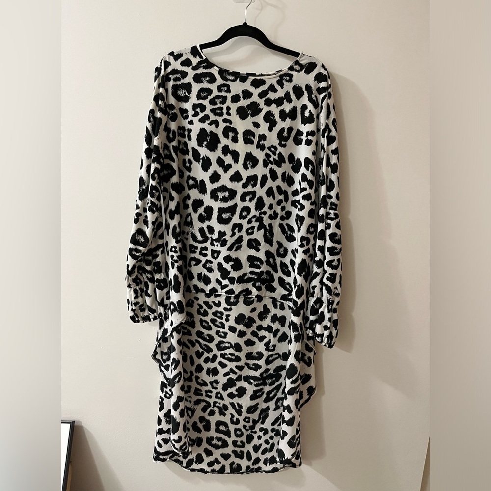 Leopard print high-low blouse